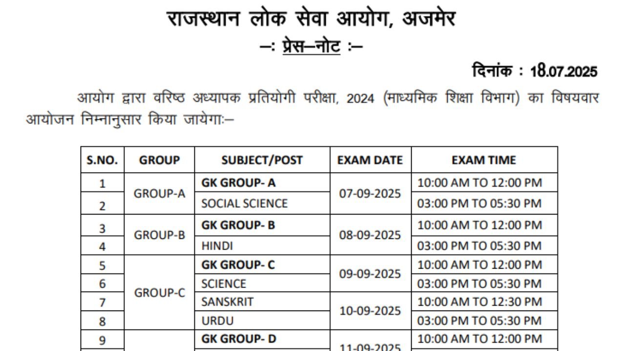 Rpsc 2nd Grade Exam Date 2025 Release